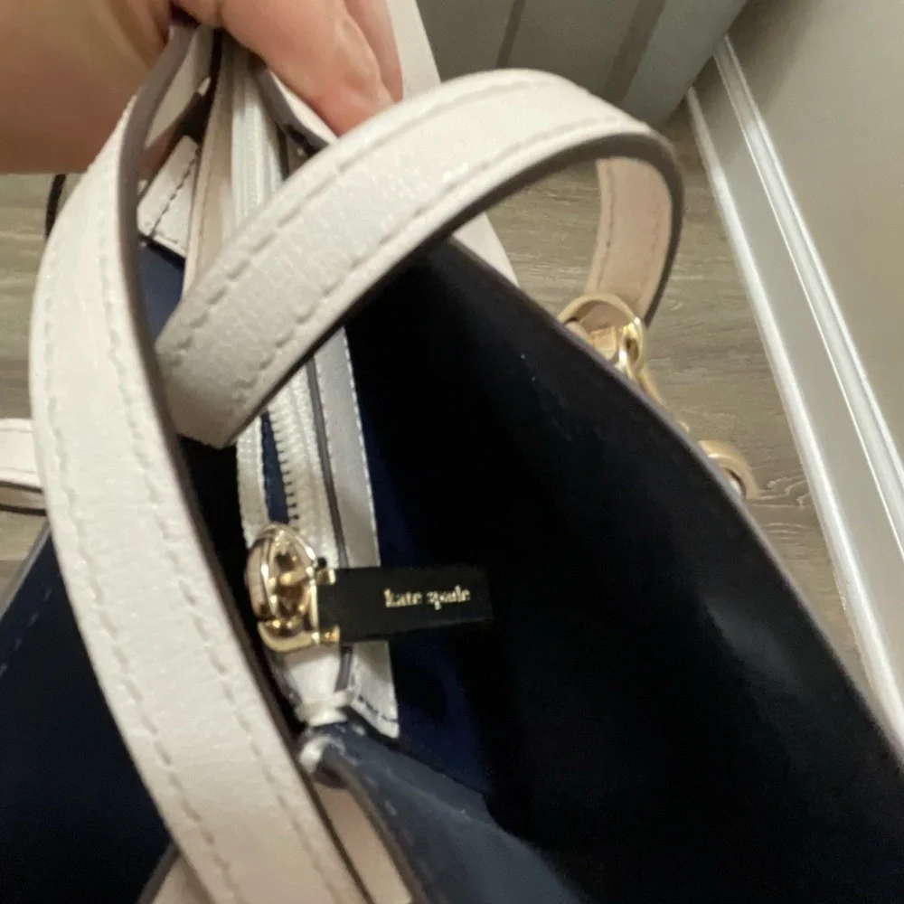 Kate Spade Harper Cream White Satchel with crossbody strap